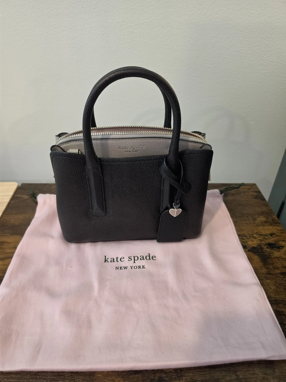 Kate Spade Mini Black Leather Satchel With Crossbody Strap